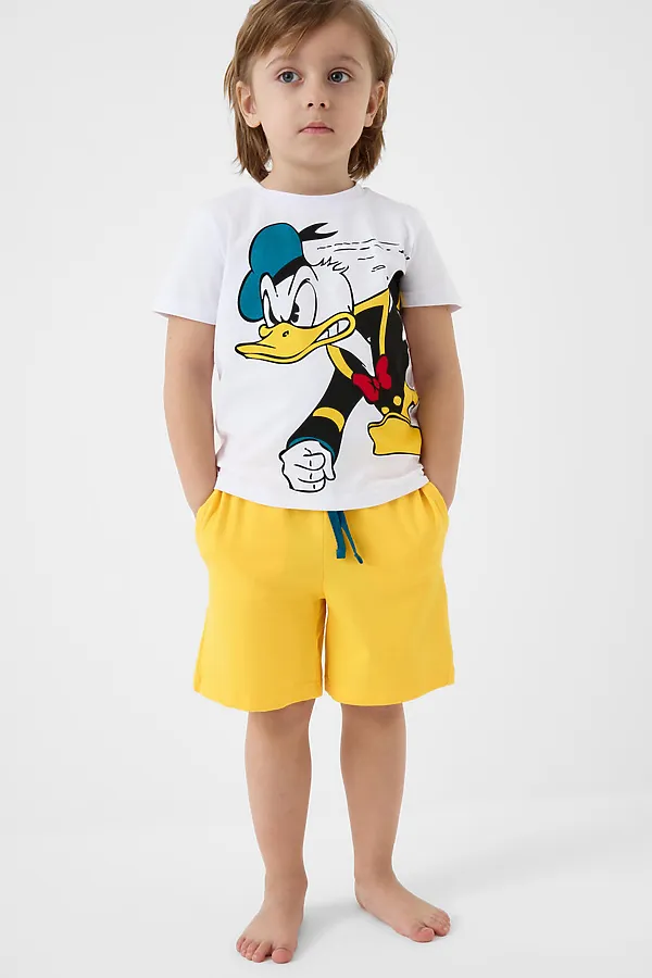 Комплект трикотажный для мальчиков: фуфайка (футболка), шорты PLAYTODAY, белый,жёлтый - фото 2