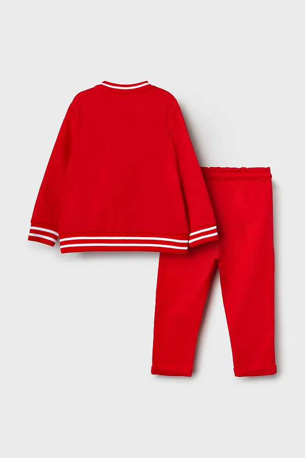 Комплект детский трикотажный для девочек: толстовка, брюки PLAYTODAY, красный - фото 2