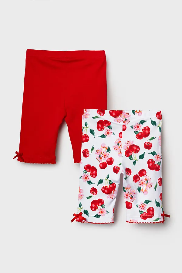 Брюки детские трикотажные для девочек (легинсы укороченные), 2 пары в комплекте PLAYTODAY, разноцветный - фото 2