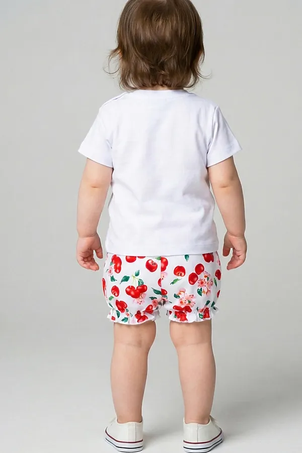 Комплект детский трикотажный для девочек: джемпер (футболка), шорты PLAYTODAY, разноцветный - фото 2