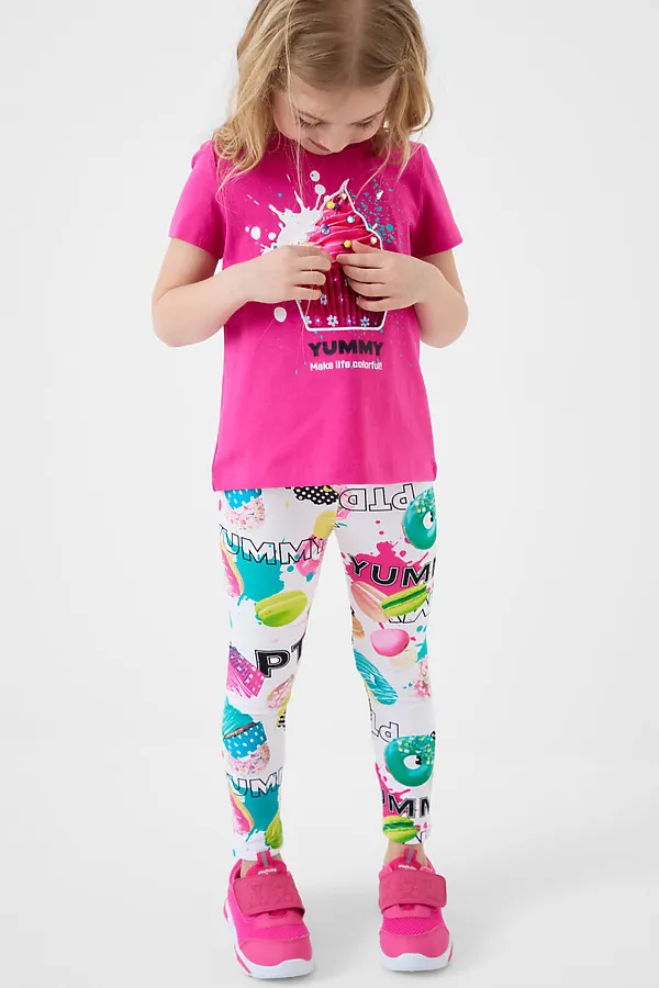 Комплект трикотажный для девочек: фуфайка (футболка), брюки (легинсы) PLAYTODAY, разноцветный - фото 2