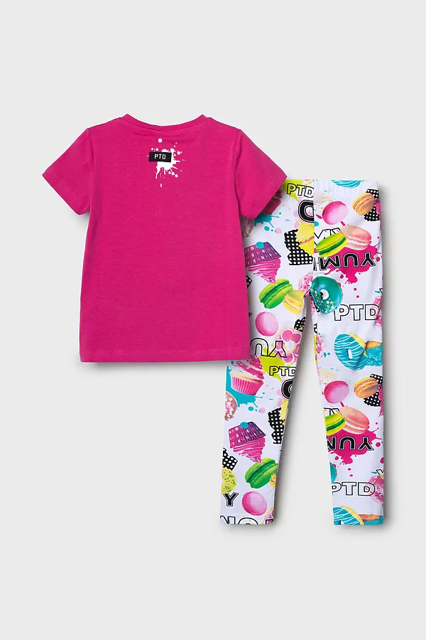 Комплект трикотажный для девочек: фуфайка (футболка), брюки (легинсы) PLAYTODAY, разноцветный - фото 2