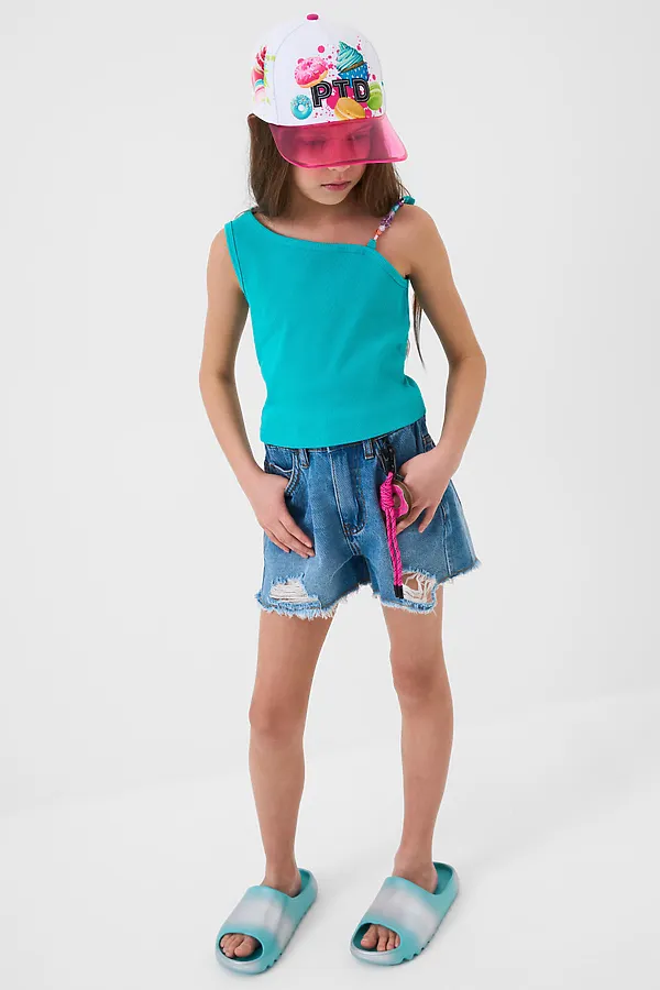 Топ трикотажный для девочек PLAYTODAY, бирюзовый - фото 2