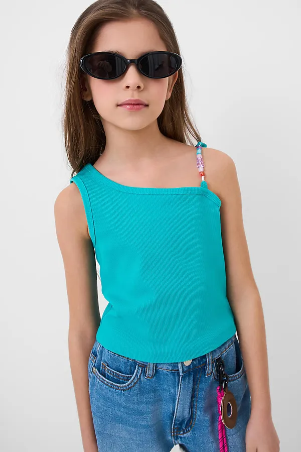 Топ трикотажный для девочек PLAYTODAY, бирюзовый - фото 2
