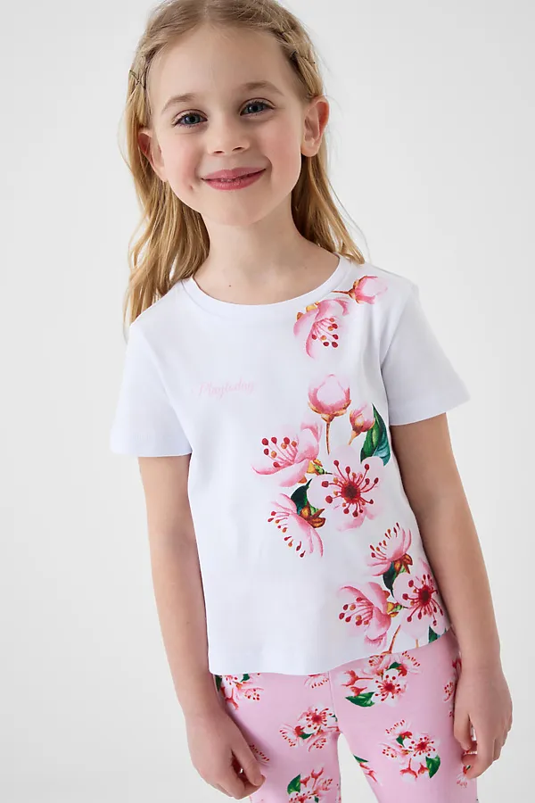 Комплект трикотажный для девочек: фуфайка (футболка), брюки PLAYTODAY, разноцветный - фото 2