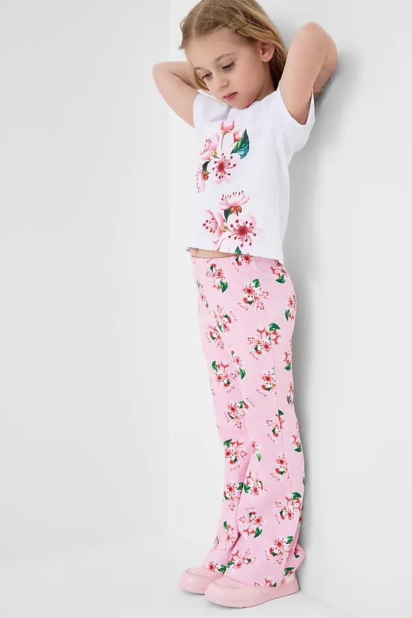 Комплект трикотажный для девочек: фуфайка (футболка), брюки PLAYTODAY, разноцветный - фото 2