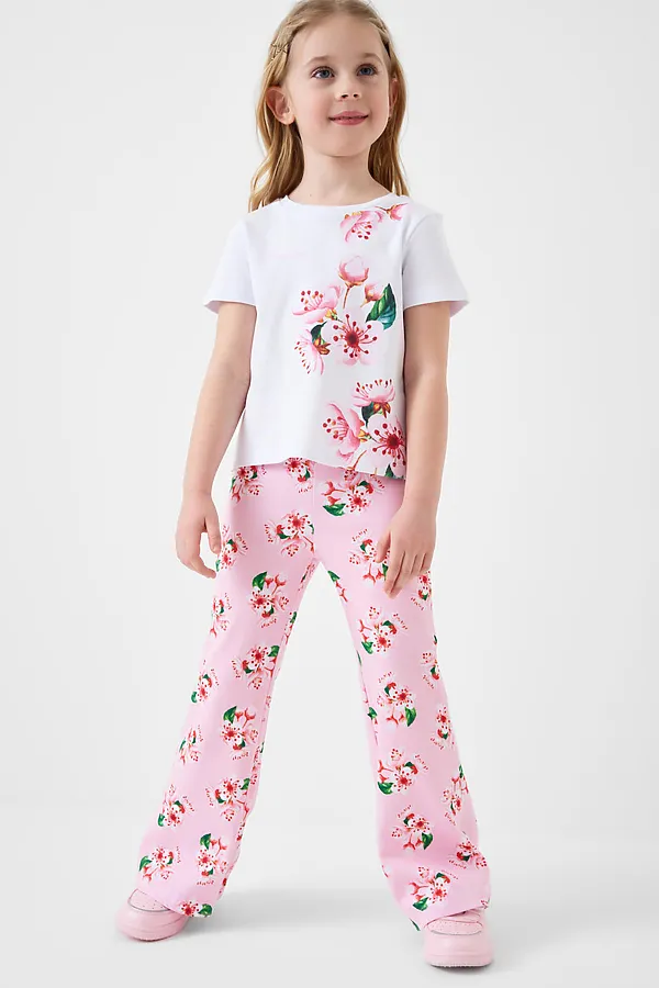 Комплект трикотажный для девочек: фуфайка (футболка), брюки PLAYTODAY, разноцветный - фото 2