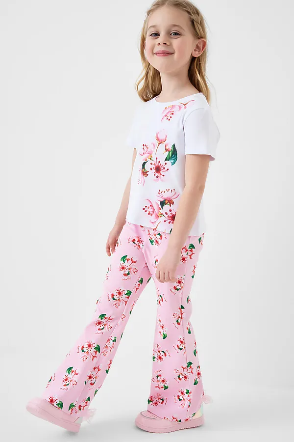 Комплект трикотажный для девочек: фуфайка (футболка), брюки PLAYTODAY, разноцветный - фото 2