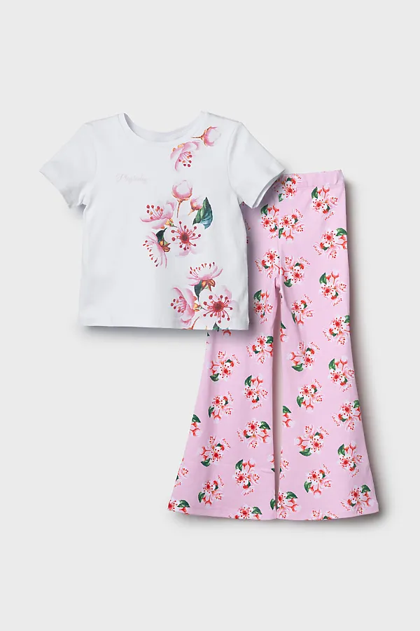 Комплект трикотажный для девочек: фуфайка (футболка), брюки PLAYTODAY, разноцветный - фото 2