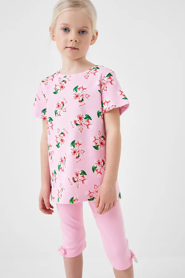 Комплект трикотажный для девочек: жакет, фуфайка (футболка), брюки (легинсы укороченные) PLAYTODAY, разноцветный - фото 2