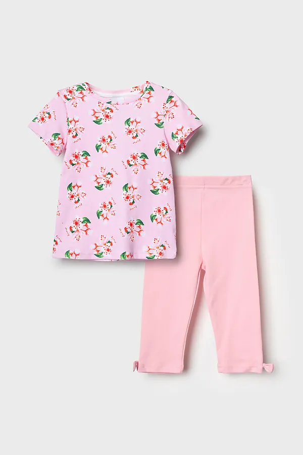 Комплект трикотажный для девочек: жакет, фуфайка (футболка), брюки (легинсы укороченные) PLAYTODAY, разноцветный - фото 2