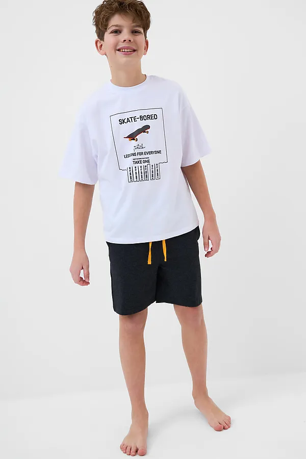 Пижама трикотажная для мальчиков PLAYTODAY, белый,черный - фото 2