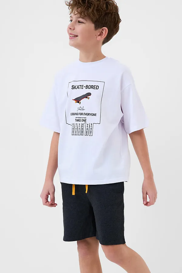 Пижама трикотажная для мальчиков PLAYTODAY, белый,черный - фото 2