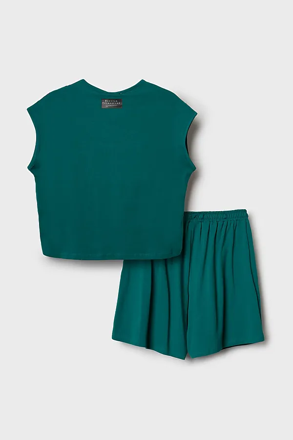 Комплект трикотажный для женщин: фуфайка (футболка), шорты PLAYTODAY, белый,темно-зеленый - фото 2