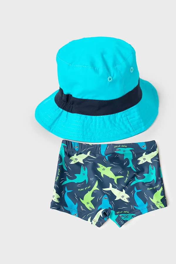 Комплект для мальчиков: плавки-шорты трикотажные, панама текстильная PLAYTODAY, разноцветный - фото 2