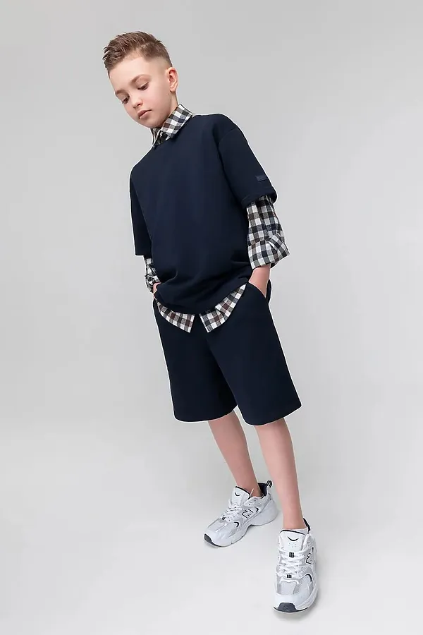 Костюм ПИКЕ с шортами BODO, темно-синий - фото 2