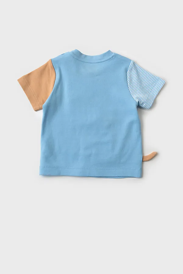 Джемпер детский трикотажный для мальчиков (футболка) PLAYTODAY, голубой,коричневый,белый - фото 2