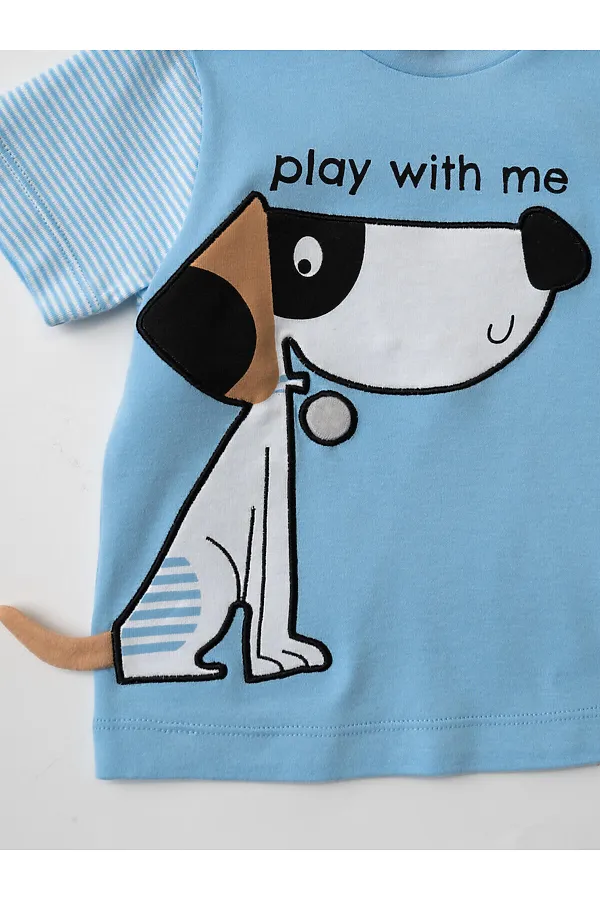 Джемпер детский трикотажный для мальчиков (футболка) PLAYTODAY, голубой,коричневый,белый - фото 2