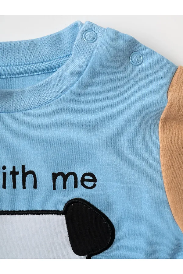 Джемпер детский трикотажный для мальчиков (футболка) PLAYTODAY, голубой,коричневый,белый - фото 2