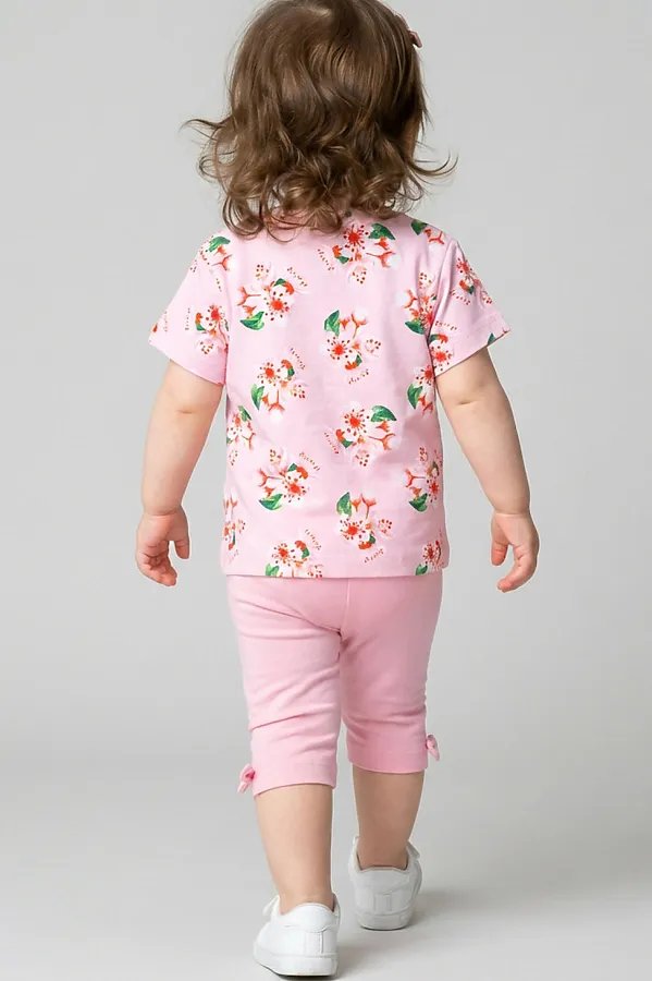 Комплект детский трикотажный для девочек: джемпер (футболка), брюки (легинсы укороченные) PLAYTODAY, разноцветный - фото 2