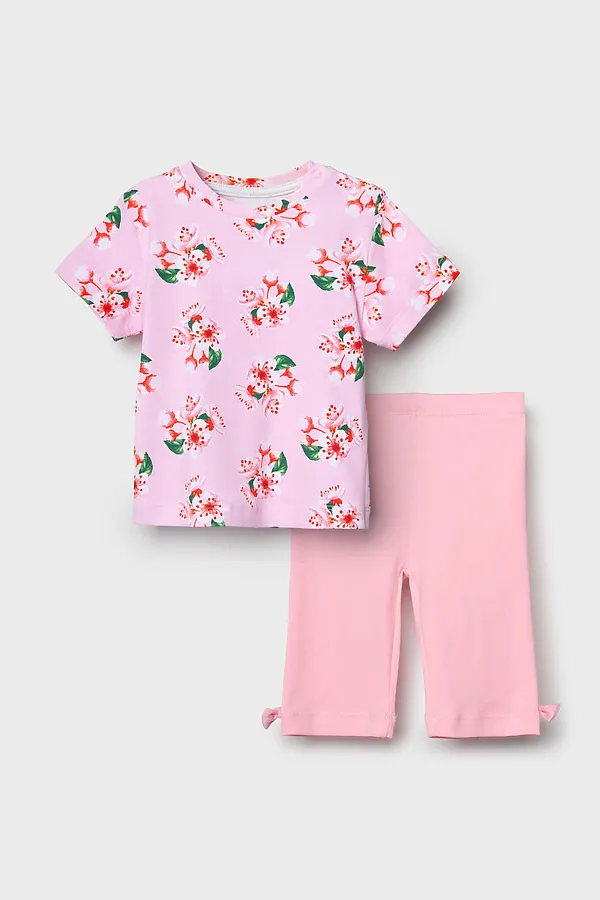 Комплект детский трикотажный для девочек: джемпер (футболка), брюки (легинсы укороченные) PLAYTODAY, разноцветный - фото 2