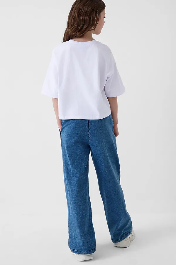 Брюки трикотажные для девочек (кюлоты) PLAYTODAY, синий - фото 2