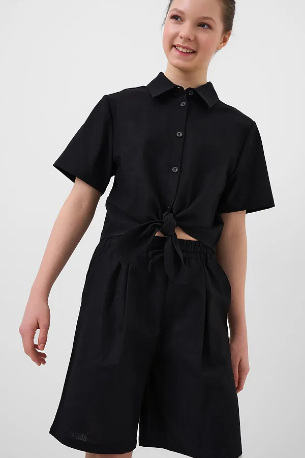 Комплект текстильный для девочек: рубашка, шорты PLAYTODAY, черный - фото 2