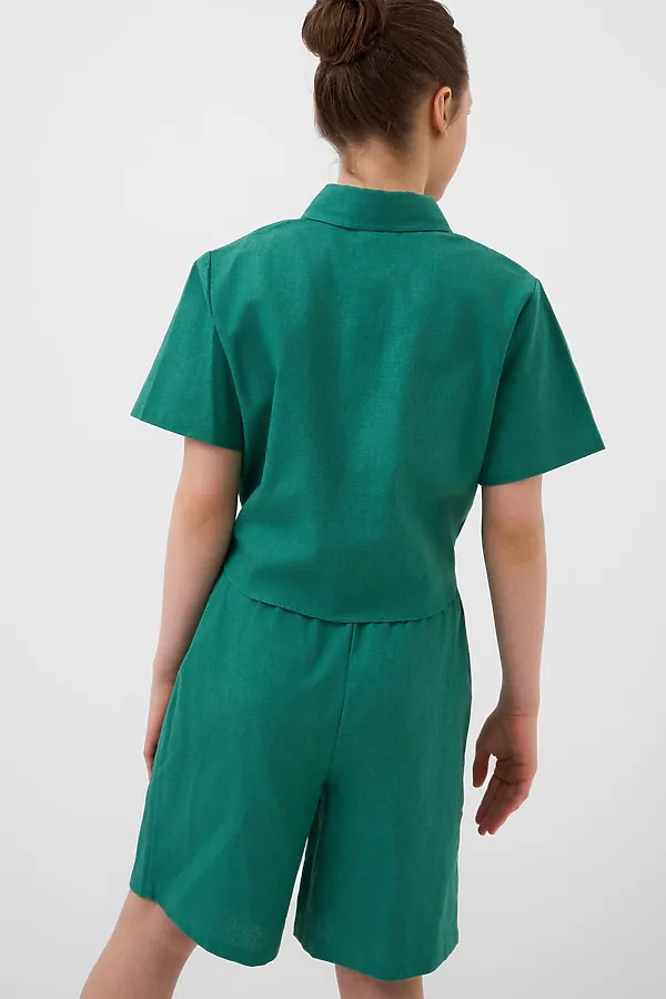 Комплект текстильный для девочек: рубашка, шорты PLAYTODAY, зеленый - фото 2