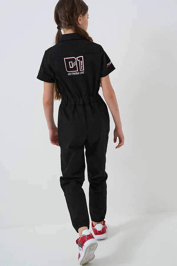 Комбинезон текстильный для девочек PLAYTODAY, черный - фото 2