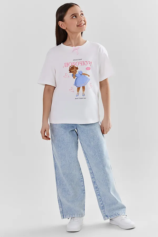 Футболка для девочек MARK FORMELLE, белый +печать9 - фото 2