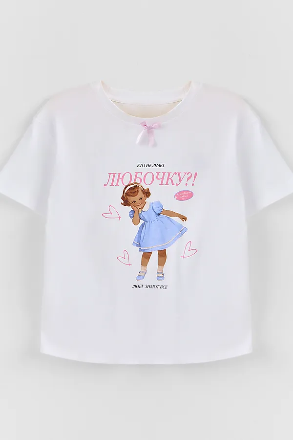 Футболка для девочек MARK FORMELLE, белый +печать9 - фото 2