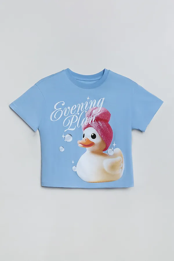 Комплект для девочек (футболка, шорты) MARK FORMELLE, небо +желто -голубая клетка - фото 2