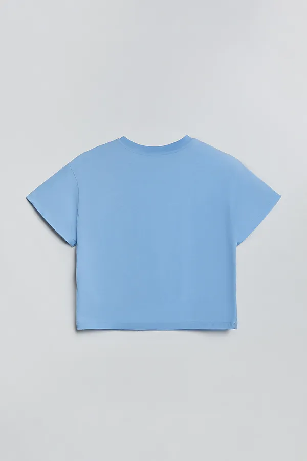 Комплект для девочек (футболка, шорты) MARK FORMELLE, небо +желто -голубая клетка - фото 2