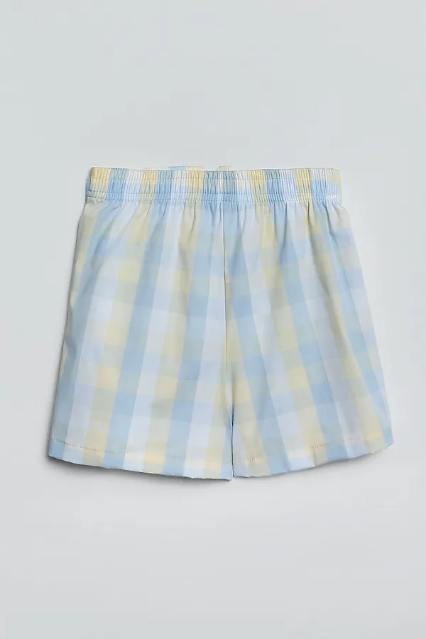 Комплект для девочек (футболка, шорты) MARK FORMELLE, небо +желто -голубая клетка - фото 2