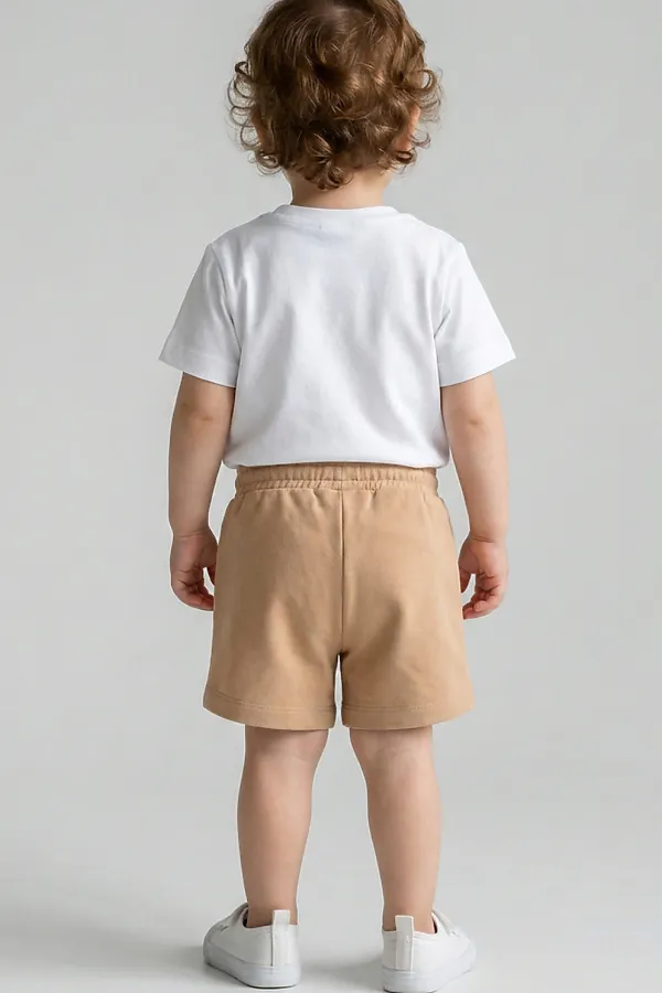 Комплект детский трикотажный для мальчиков: джемпер (футболка), шорты PLAYTODAY, белый,коричневый - фото 2