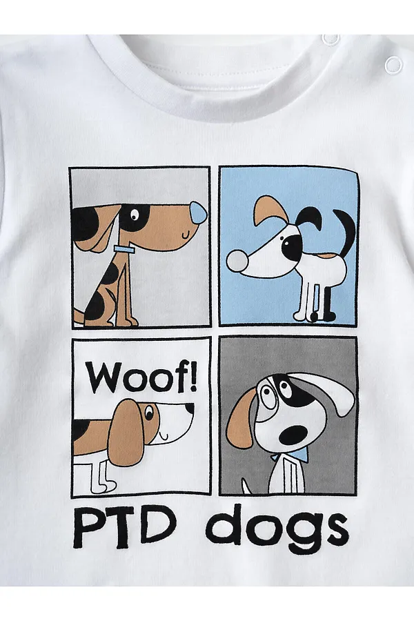 Комплект детский трикотажный для мальчиков: джемпер (футболка), шорты PLAYTODAY, белый,коричневый - фото 2