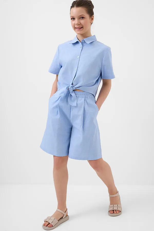 Комплект текстильный для девочек: рубашка, шорты PLAYTODAY, бежевый - фото 2