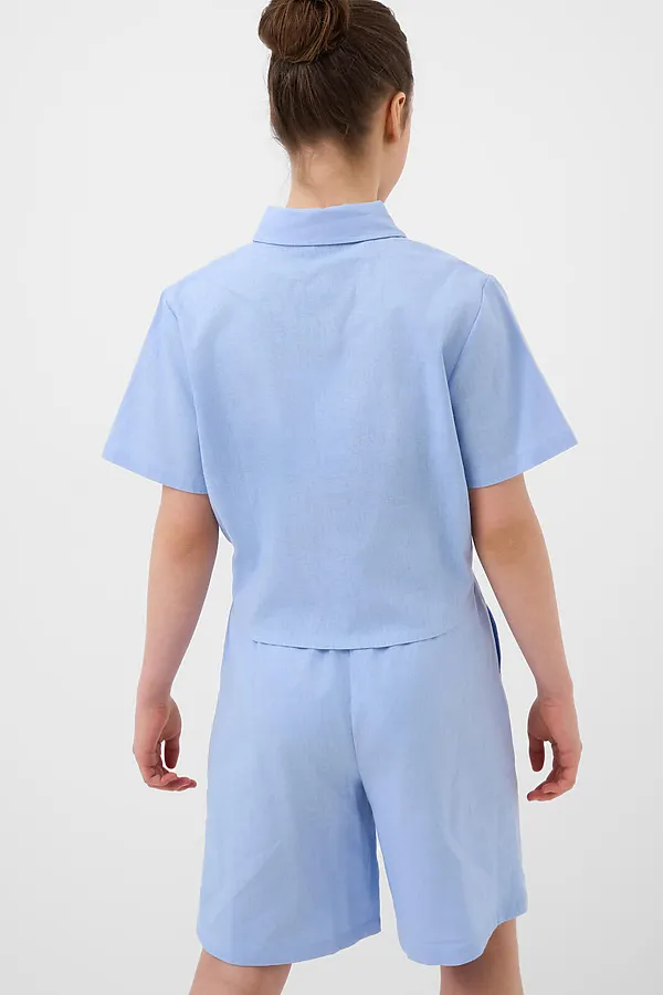 Комплект текстильный для девочек: рубашка, шорты PLAYTODAY, бежевый - фото 2
