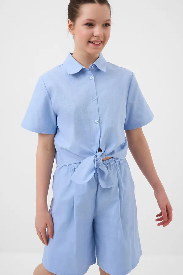Комплект текстильный для девочек: рубашка, шорты PLAYTODAY, бежевый - фото 2