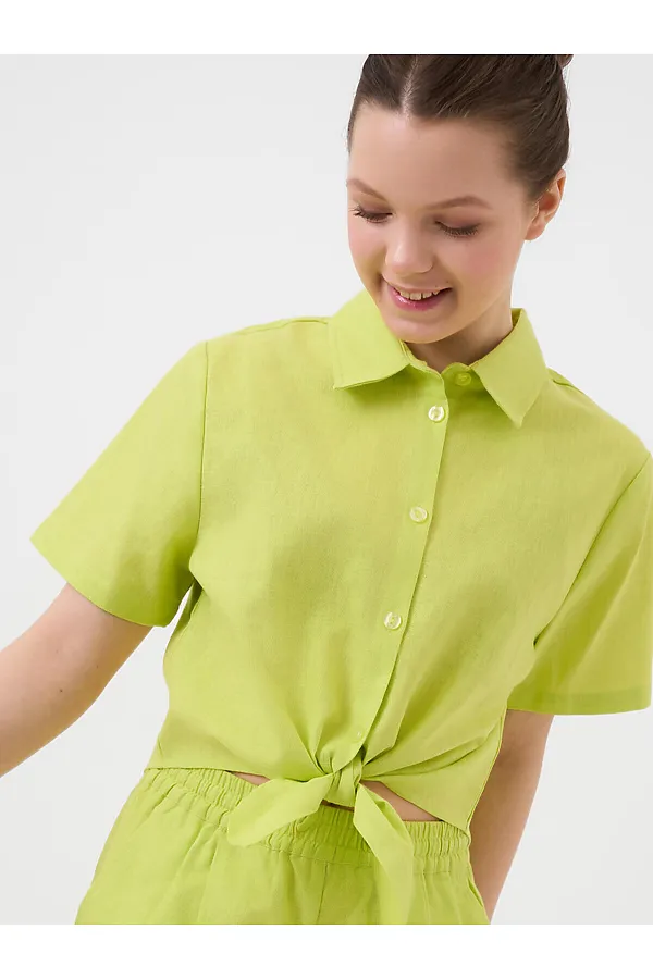 Комплект текстильный для девочек: рубашка, шорты PLAYTODAY, светло-зеленый - фото 2