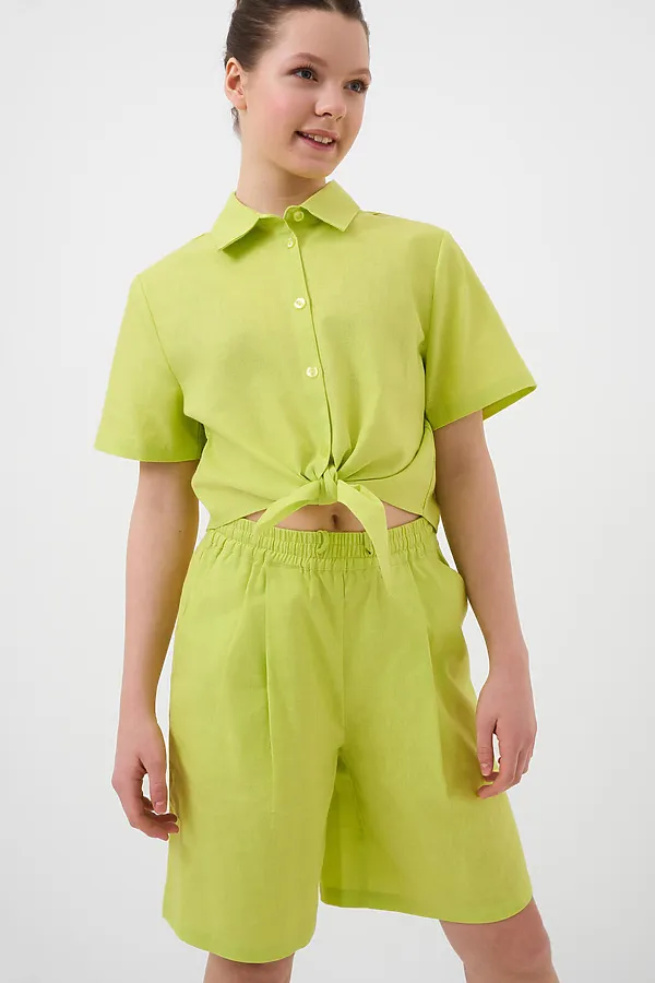 Комплект текстильный для девочек: рубашка, шорты PLAYTODAY, светло-зеленый - фото 2