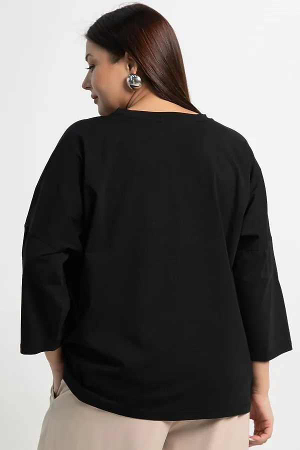 Блуза Ромашка LADY TAIGA, черная - фото 2