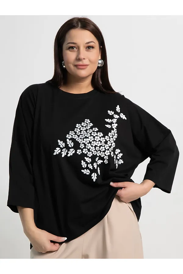 Блуза Ромашка LADY TAIGA, черная - фото 2