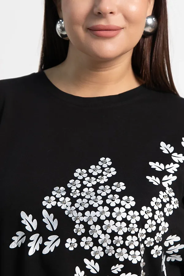 Блуза Ромашка LADY TAIGA, черная - фото 2