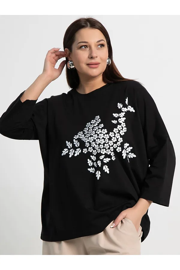 Блуза Ромашка LADY TAIGA, черная - фото 2