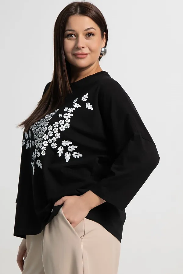 Блуза Ромашка LADY TAIGA, черная - фото 2