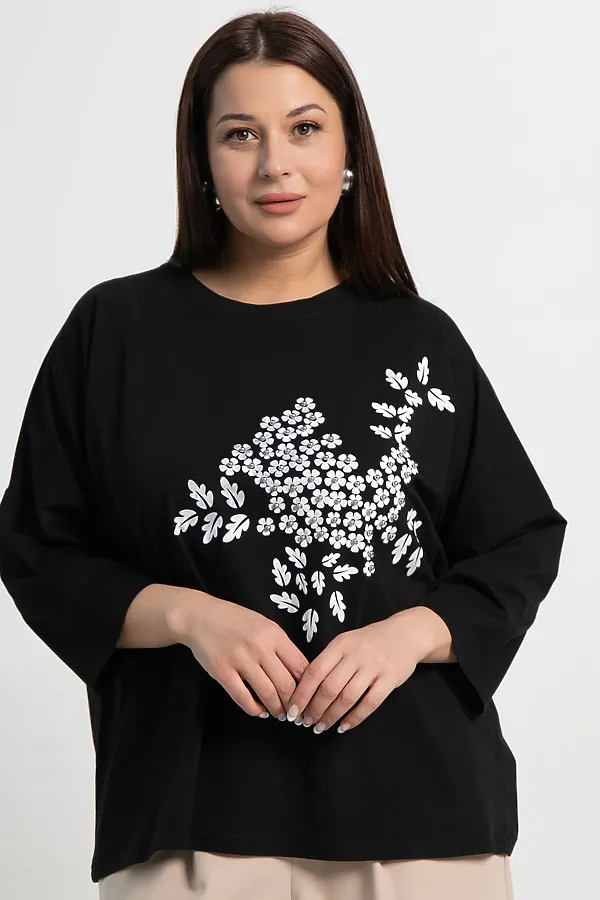 Блуза Ромашка LADY TAIGA, черная - фото 2