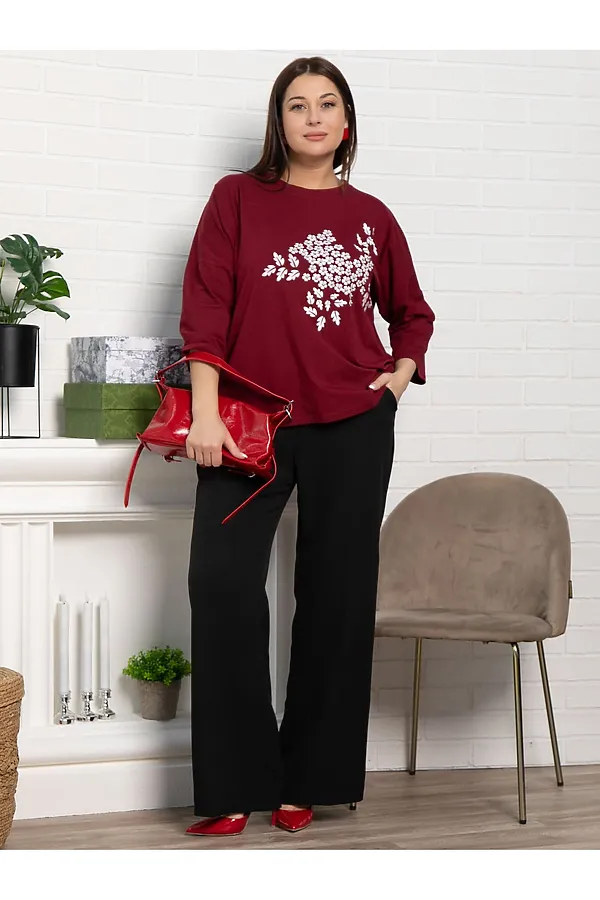 Блуза Ромашка LADY TAIGA, бордовая - фото 2