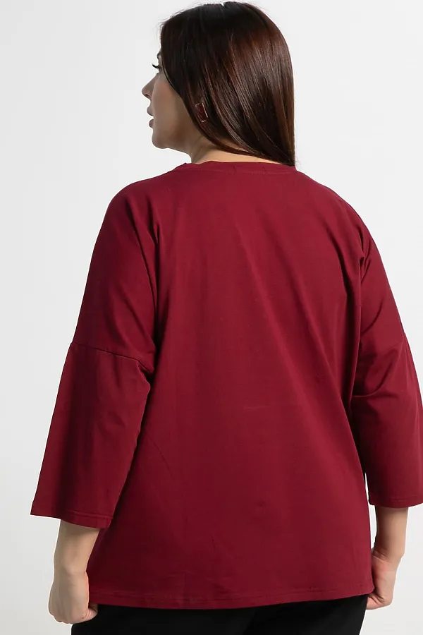 Блуза Ромашка LADY TAIGA, бордовая - фото 2