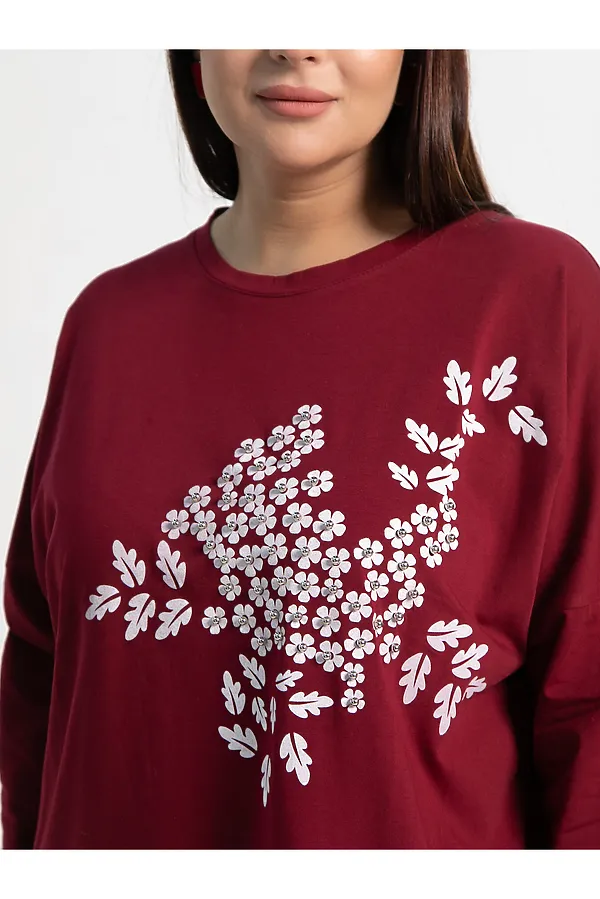 Блуза Ромашка LADY TAIGA, бордовая - фото 2